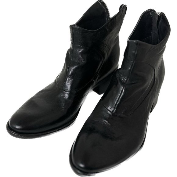 La Bottega di Lisa Black Leather Ankle Boots, back zip size EU 37 Made in Italy - Picture 1 of 8